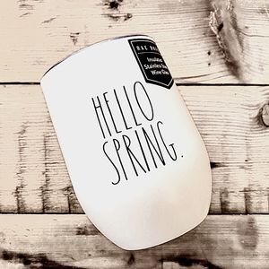 Rae Dunn Hello Spring wine tumbler